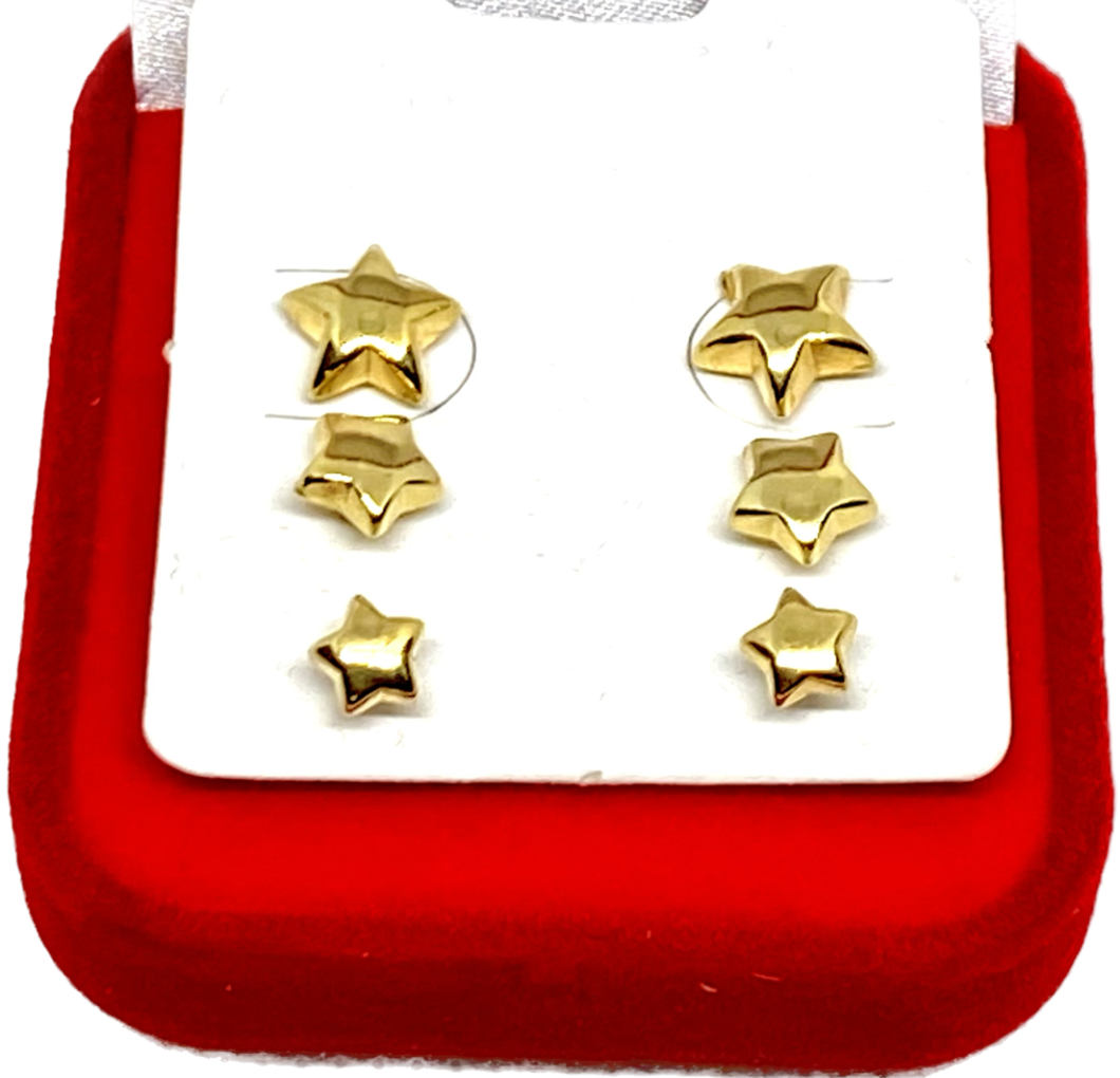 kit de brincos par atres furos, folheados em ouro 18 k