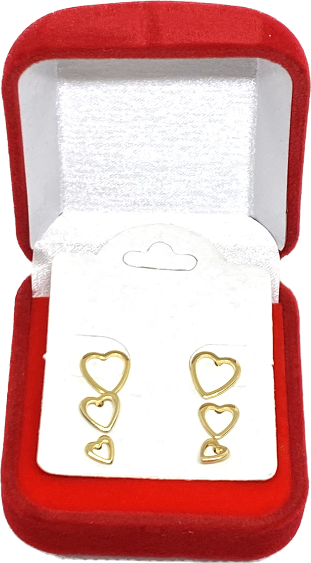 kit de brincos de três furos, folheador em ouro 18k, formato de coração