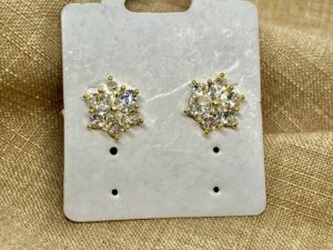 Brinco Flor Cavejado com Zirconia e Folheado em Ouro 18k