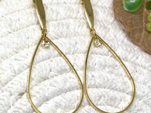 Brinco Gota Com ponto de luz Banhado a Ouro 18k