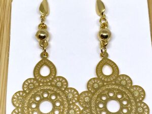 Brinco Fractal Grande, Banhado a Ouro 18k
