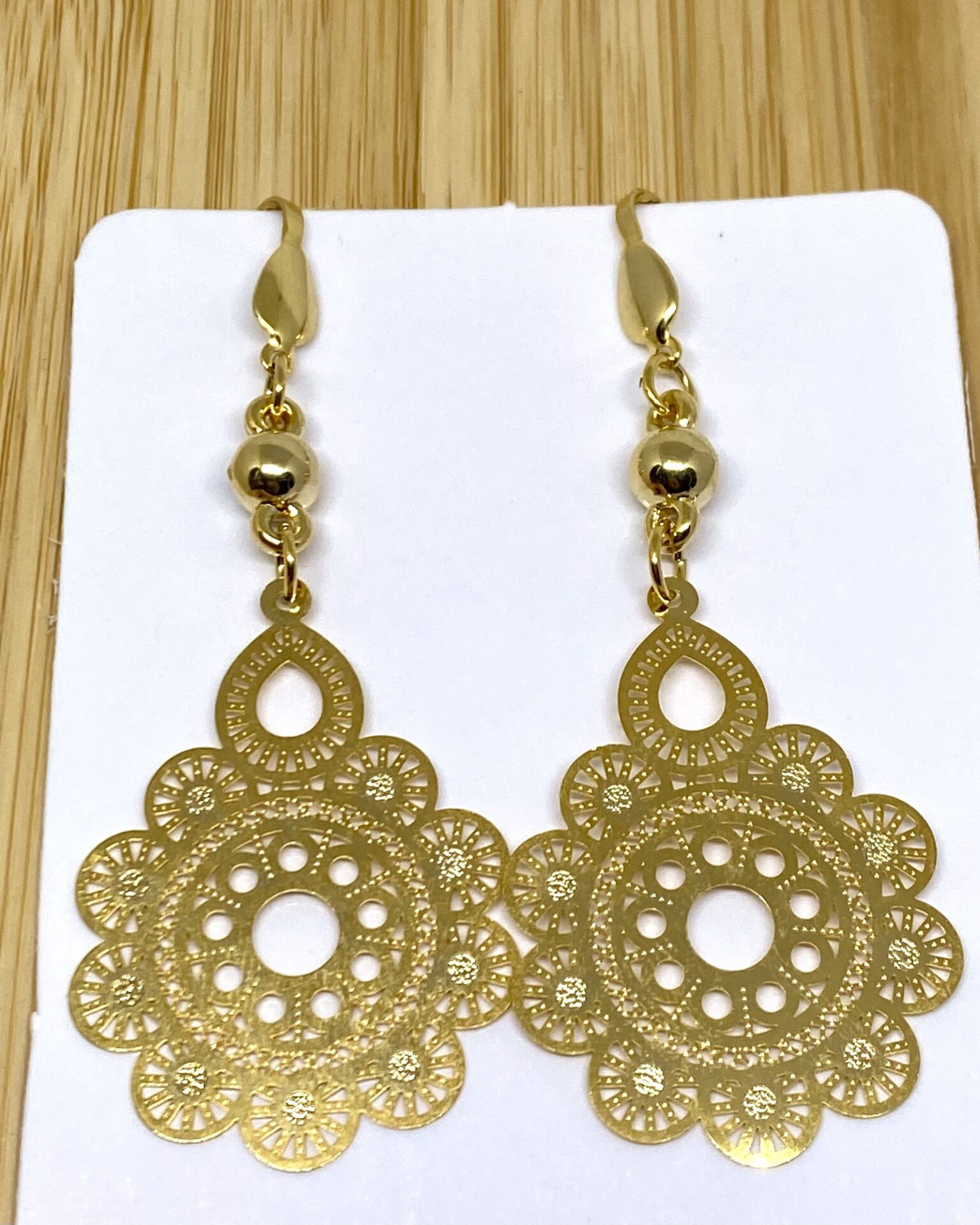 Brinco Fractal Grande, Banhado a Ouro 18k