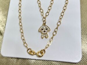 Choker + Pingente de Doguinho Cravejado com Microzircônias banhado a Ouro18k