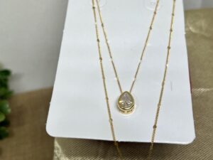 Colar + Pigente Gota em Zircônia Banhado a Ouro 18k