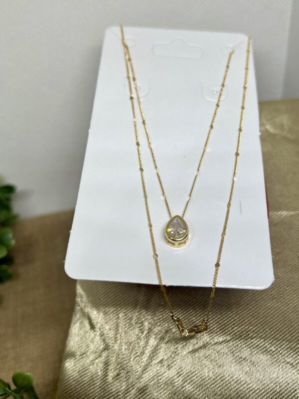 Colar + Pigente Gota em Zircônia Banhado a Ouro 18k