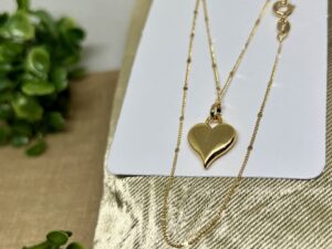 Colar + Pingente de Coração Banhado a Ouro 18k