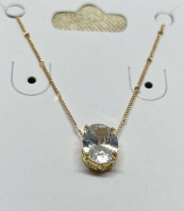 Colar + Pingente de Zircônia Branca Banhado a Ouro 18k