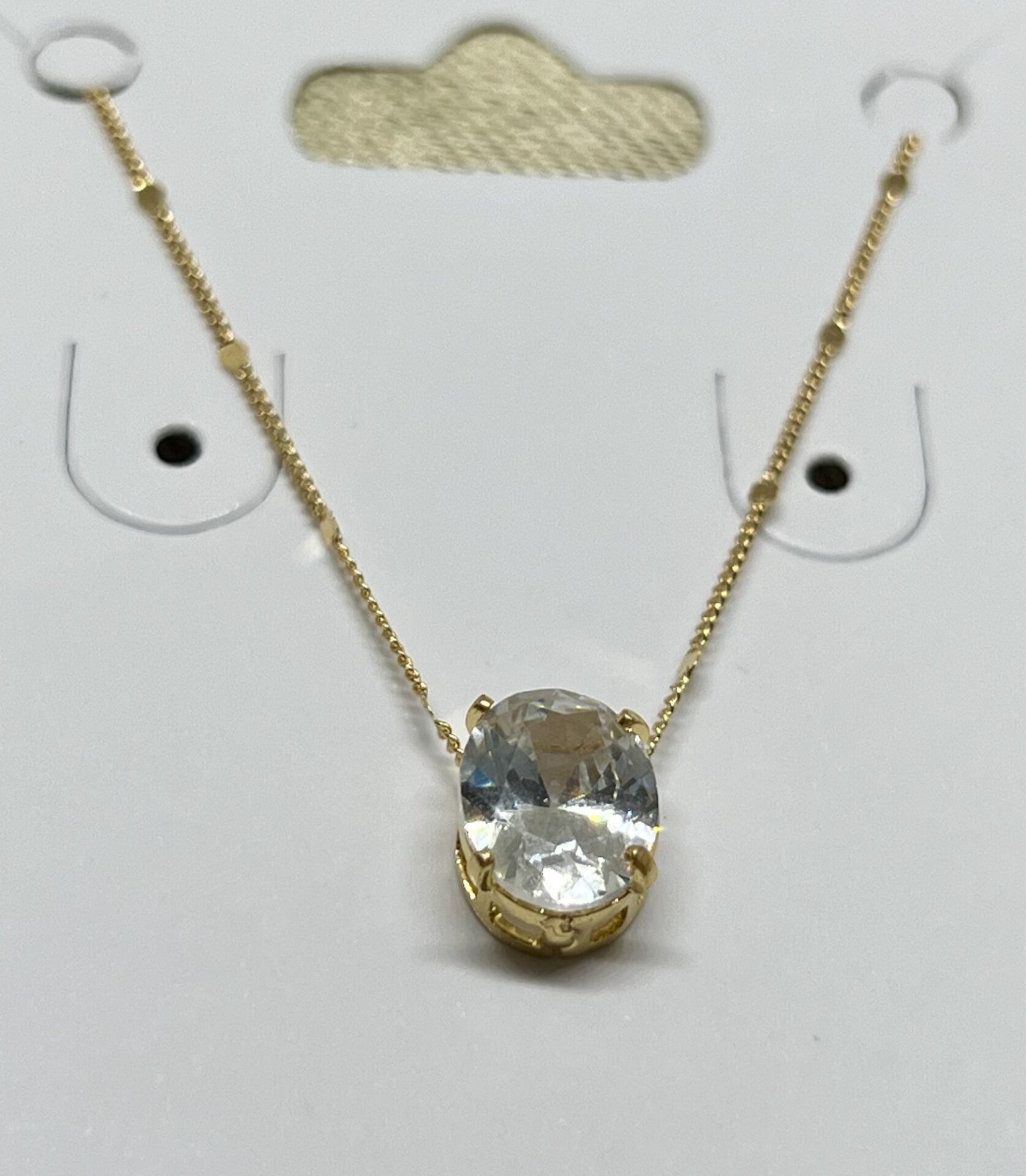 Colar + Pingente de Zircônia Branca Banhado a Ouro 18k