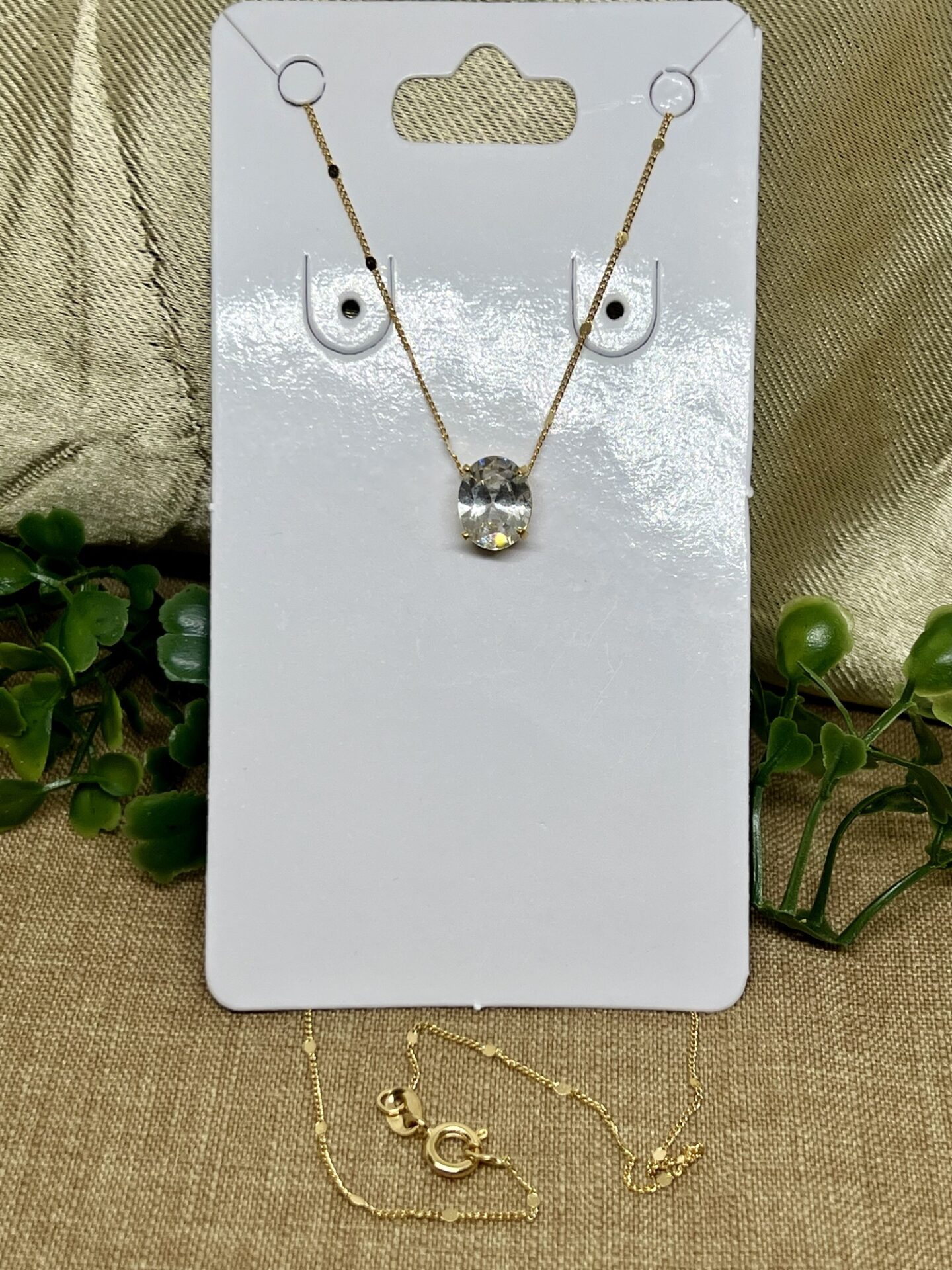 Colar + Pingente de Zircônia Branca Banhado a Ouro 18k