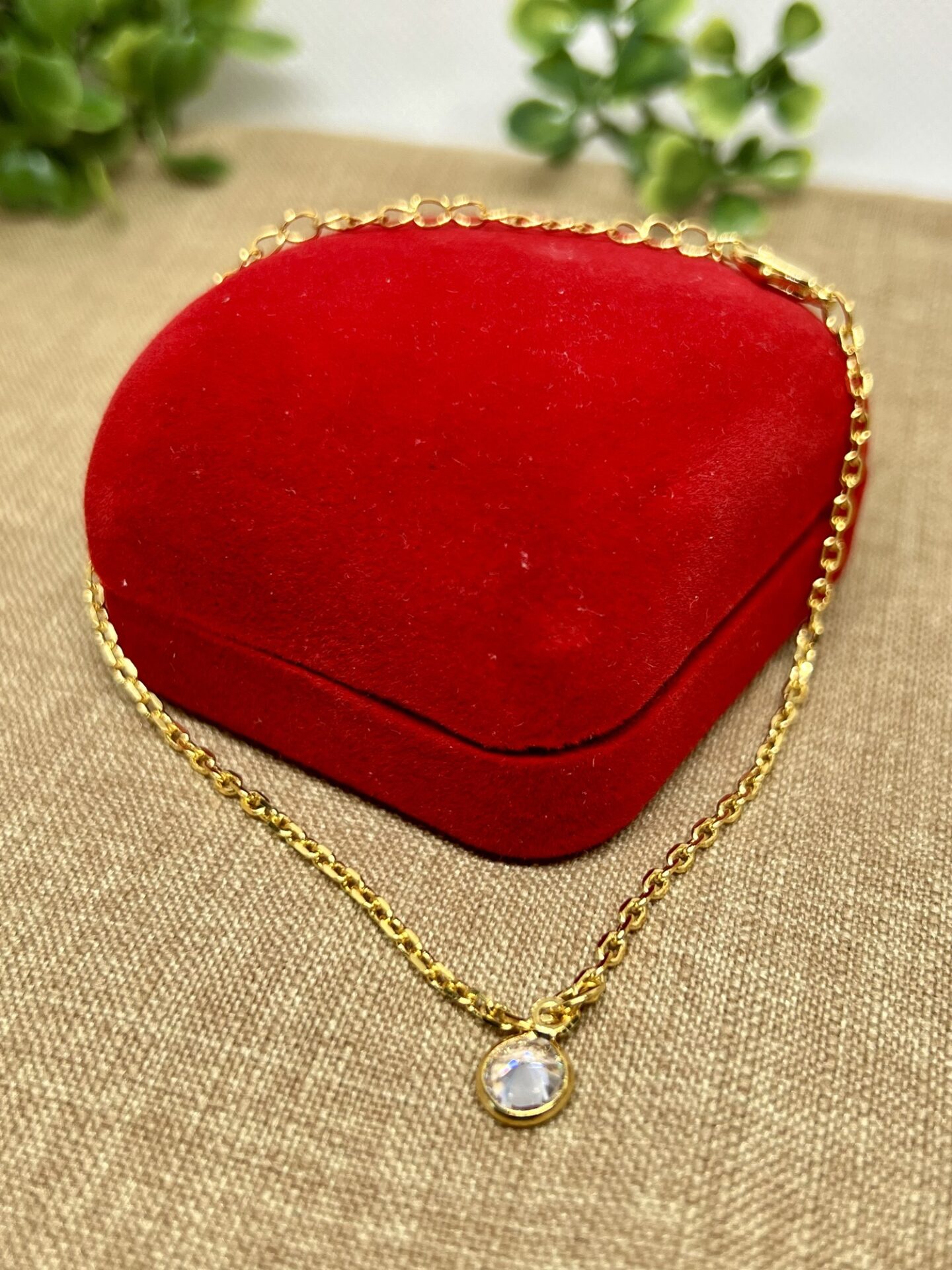 Tornozeleira Com Pingente de Zircônia Banhada a Ouro 18k
