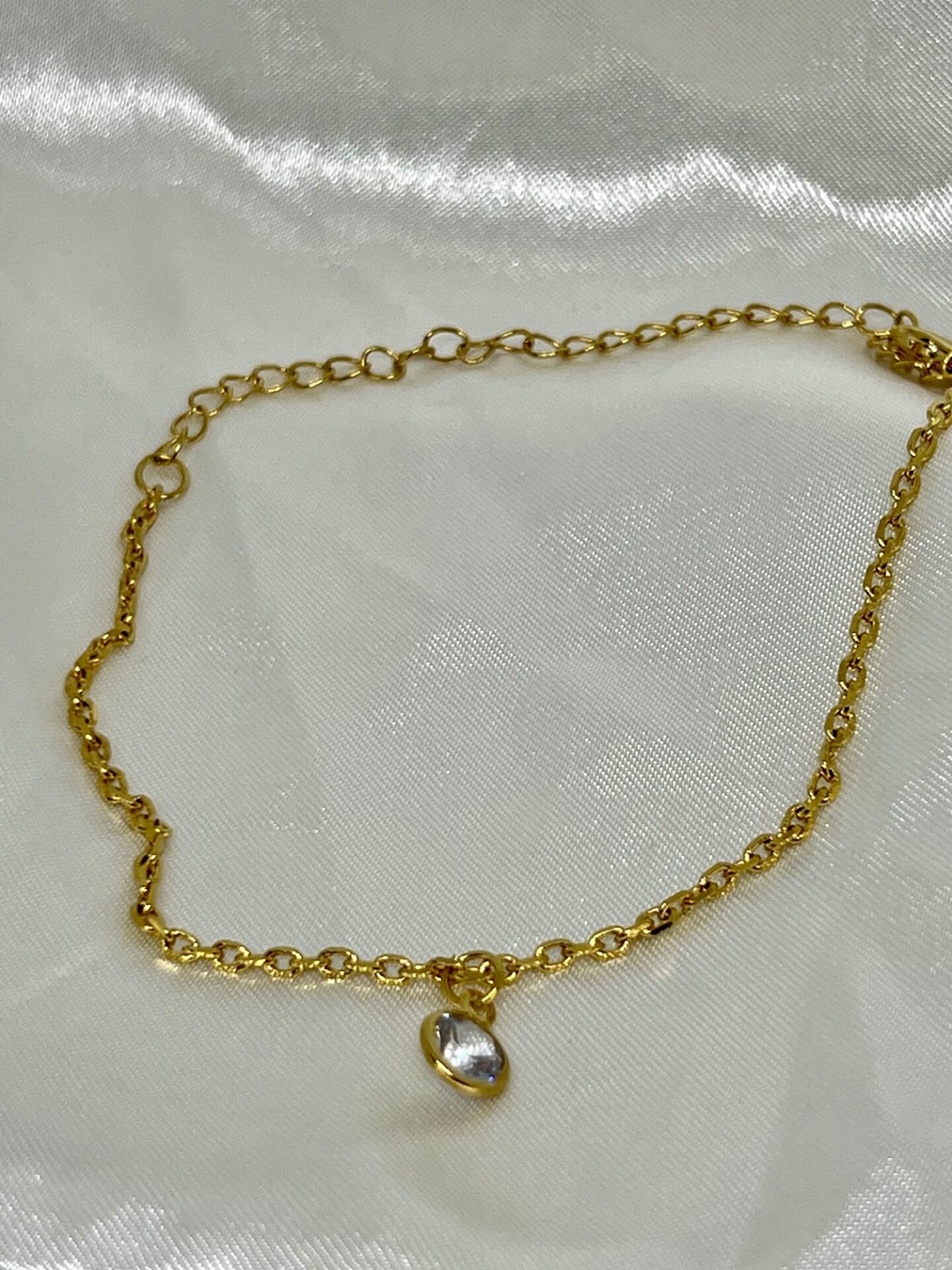 Tornozeleira Com Pingente de Zircônia, Banhada a Ouro 18k - Imagem 2