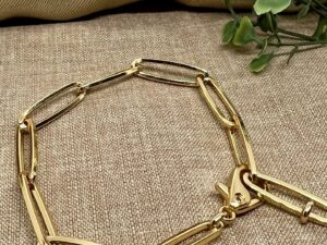 Pulseira de Elos Largos Banhada a Ouro18kv