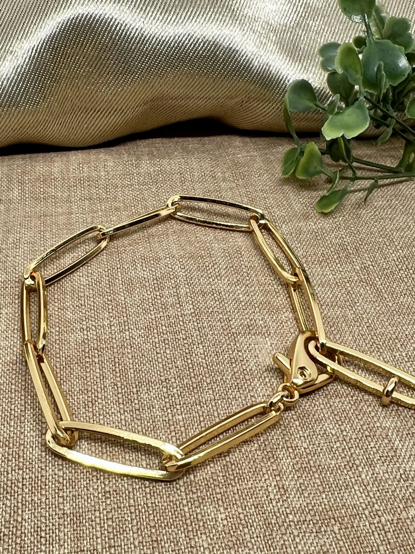 Pulseira de Elos Largos Banhada a Ouro18kv