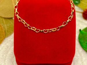 Pulseira Elos de Coração Banhada a Ouro 18k