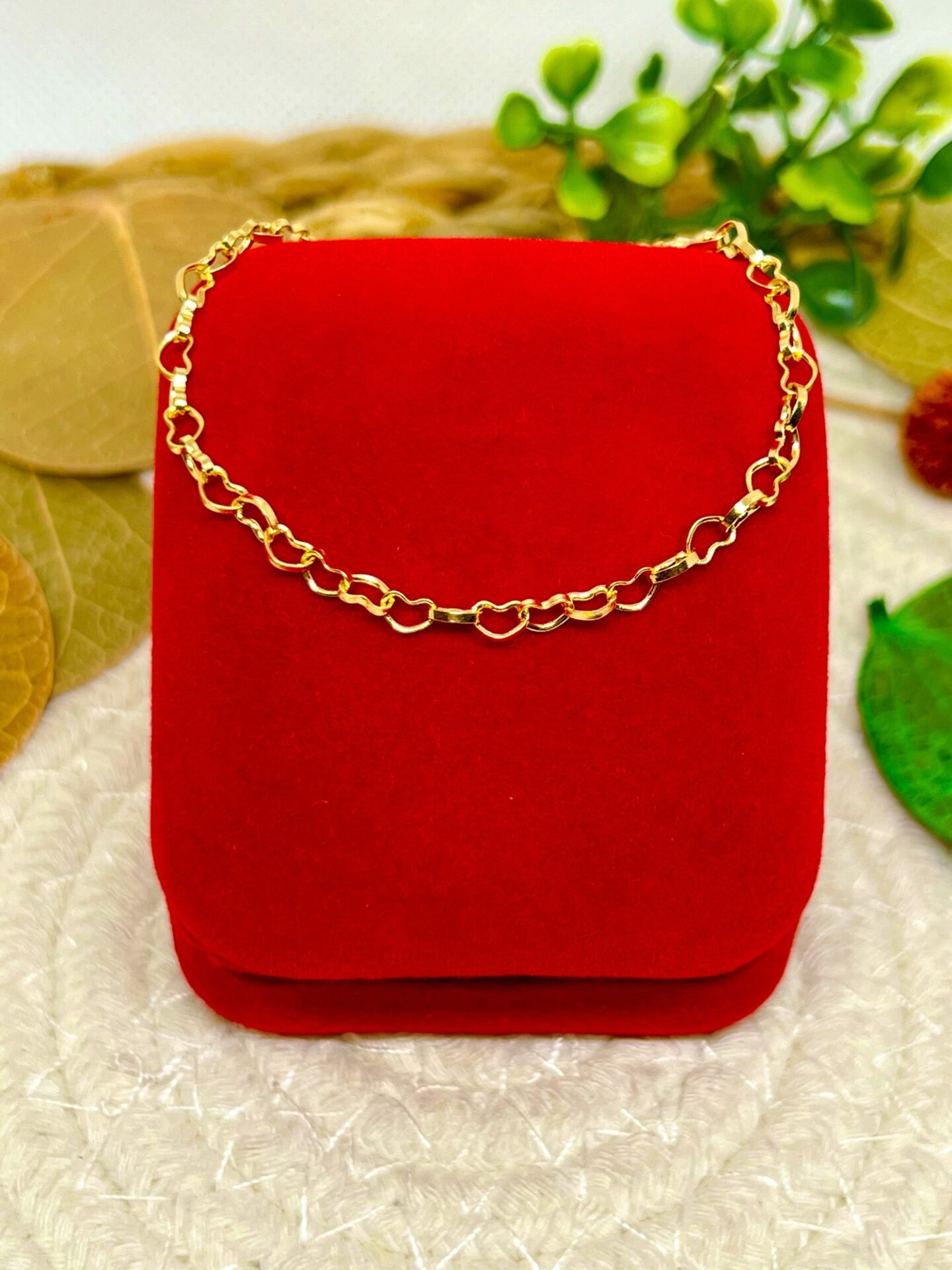 Pulseira Elos de Coração Banhada a Ouro 18k