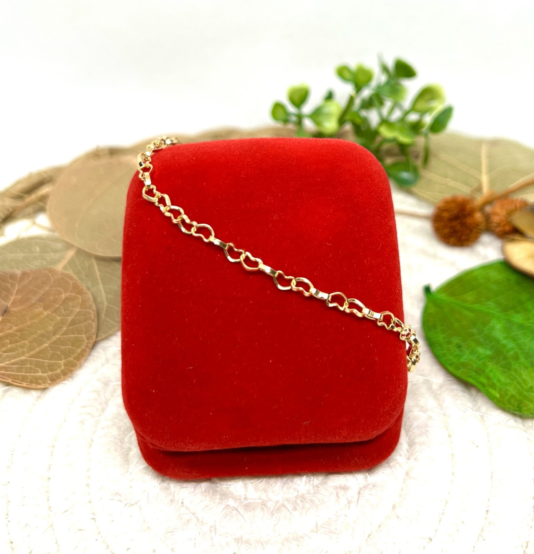 Pulseira Elos de Coração Banhada a Ouro 18k