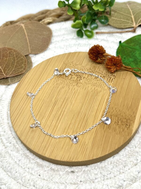 Pulseira com Pingentes de Zircônias, Banho de Prata 925