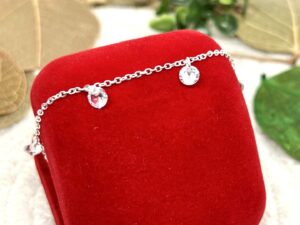 Pulseira com Pingentes de Zircônias Banho de Prata 925