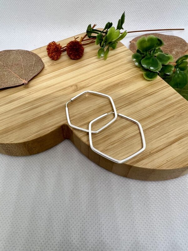 Argola Exágonal em Prata 925