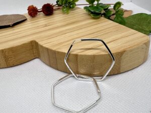 Argola Exágonal em Prata 925