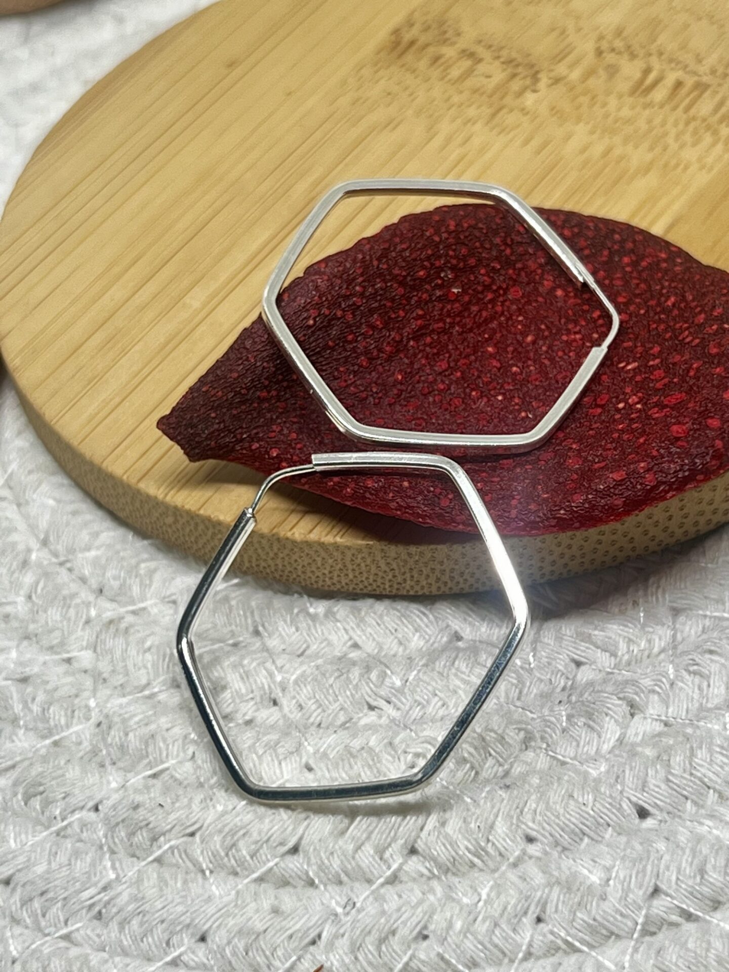 Brinco Argola Hexagonal em Prata 925