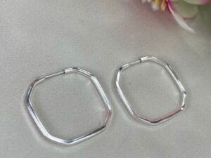 Brinco Argola Octogonal em Prata 925