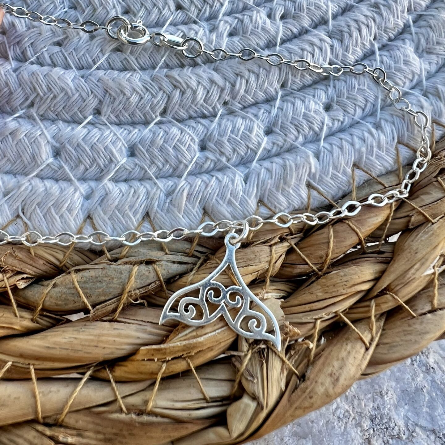 Pulseira com Pingente Rabo de Baleia Vazado Prata 925