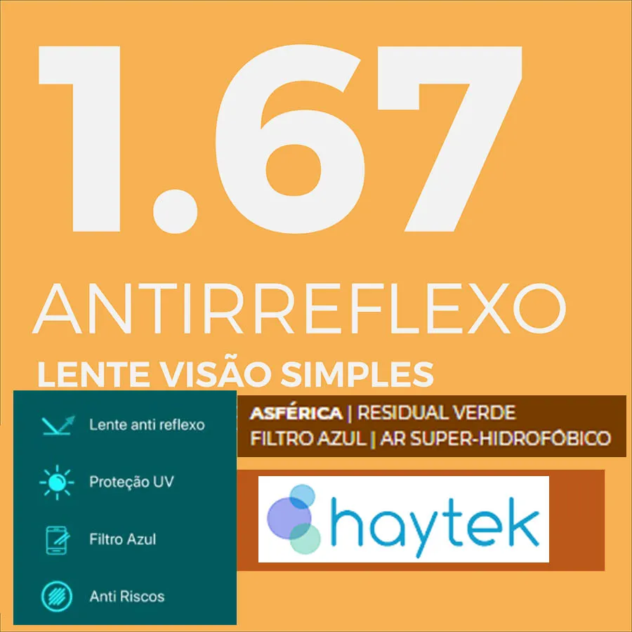 Lentes Haytek CR1.67 Visão Simples